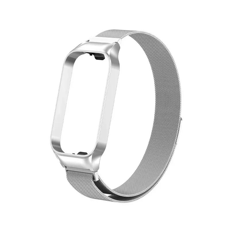 Stainless Steel Strap For Xiaomi Smart Band 8 Active Smart Watch Band Accessories Metal Bracelet Mi Band 8 Active Protector Case