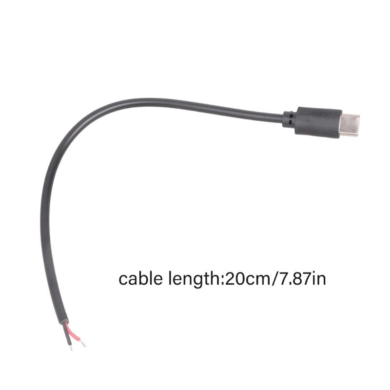 USB C Pigtail Cable 5V USB Type C Male Plug to 2 Pin Bare Wire Extension Power Cable for USB C Equipment Replacement