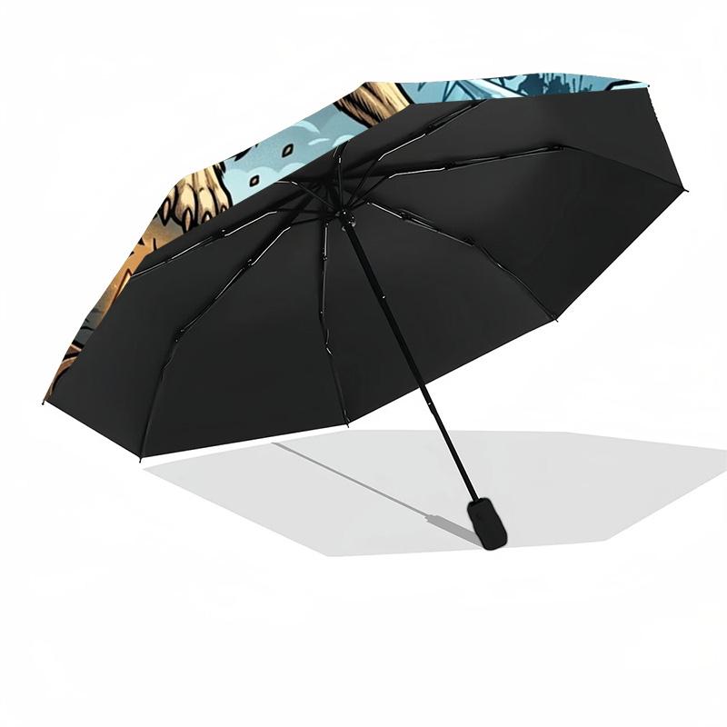 Wolf Breaks Free Pattern Umbrella, Portable and Foldable Design, 8 Ribs, a Casual Accessory for Halloween, Christmas, and Birthday Gifts.