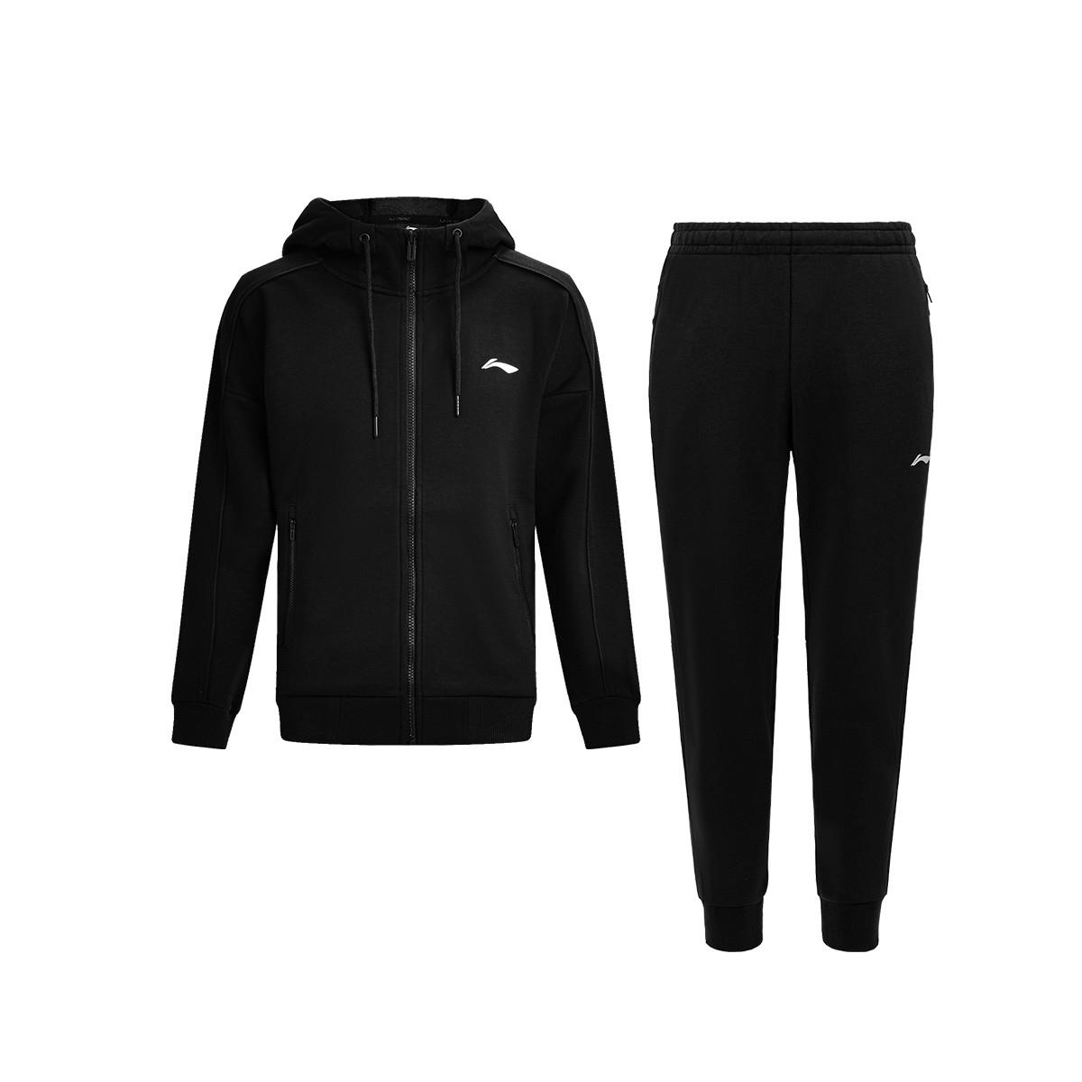 

Кардиган с капюшоном Li Ning со спущенным плечом, топ с длинным рукавом, винтажный, универсальный, со средней посадкой, брюки с завязками, повседневный спортивный костюм, унисекс, черный AWPF5339-1 S