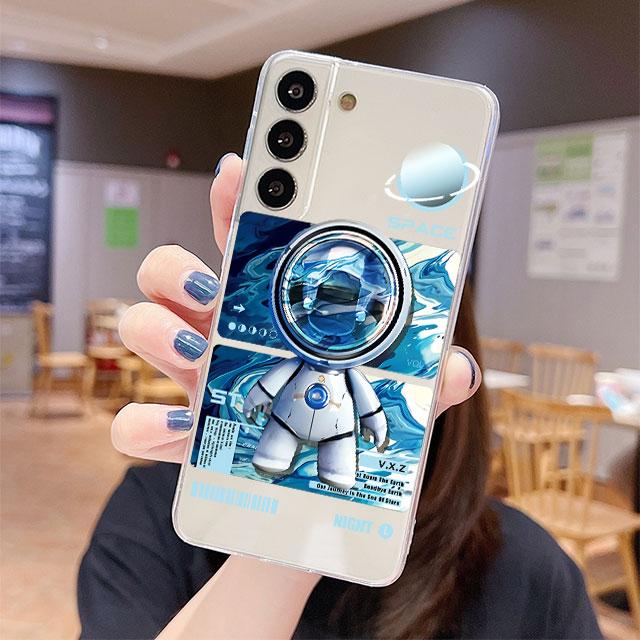 Transparente Hülle für Samsung Galaxy S22 S20 FE S21 S10 S9 Plus Note 20 Ultra 10 Lite 9 Weiche TPU Handyhülle Mechanischer Astronaut Weltraum