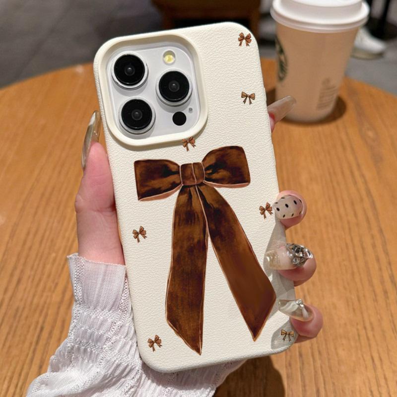 Brown Bow Print Design Phone Case For iPhone 17 Pro Max 16 Plus 15 14 13 12 11 Pro Max 16E 17Air XS X XR Soft Cover
