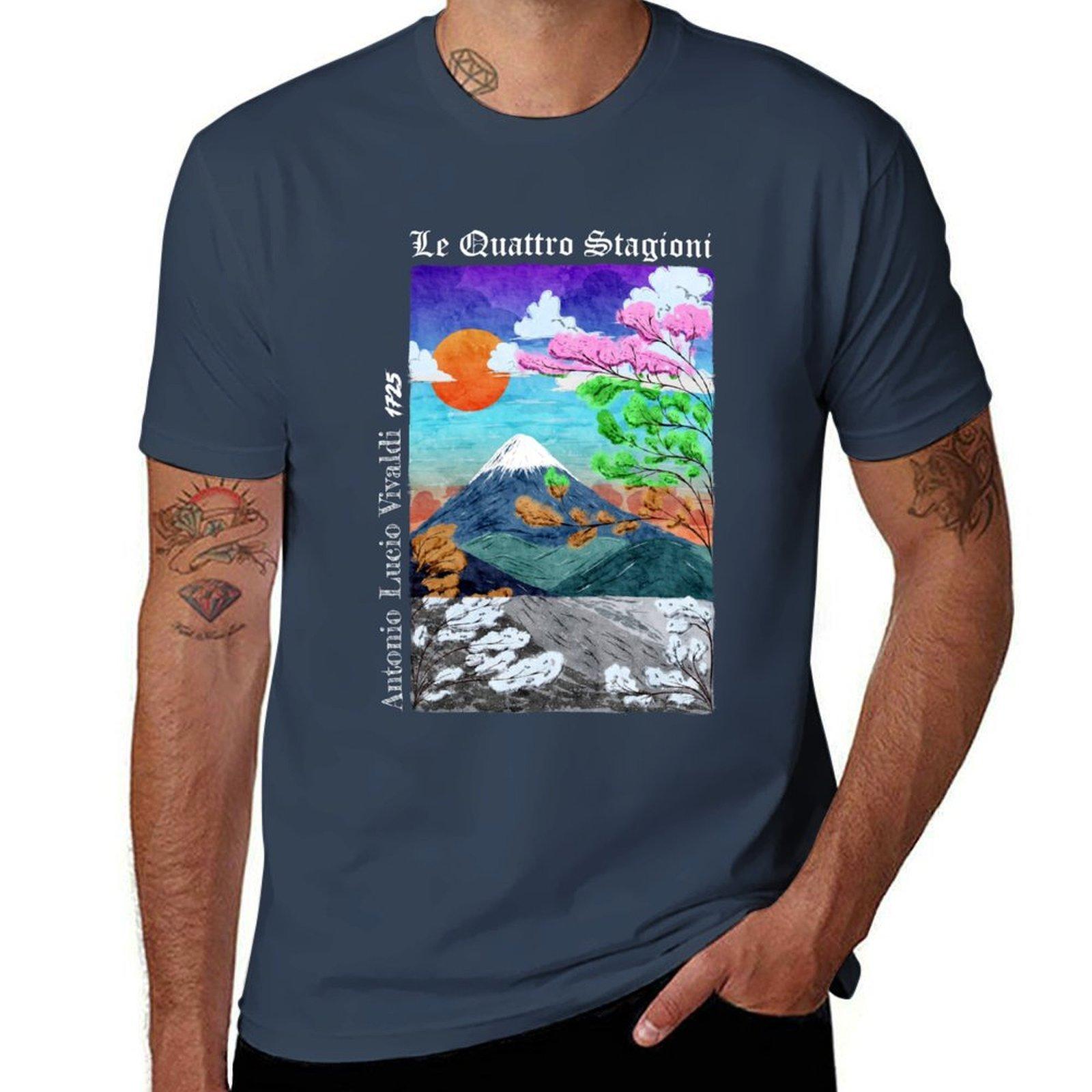 Four Seasons Black Tshirt Casual Fashion Short Sleeve Cotton Tshirt S