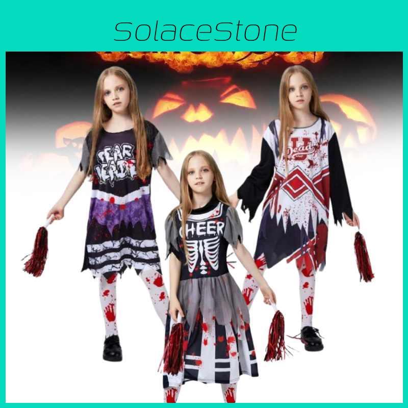 Halloween Zombie Cosplay Kleid für Mädchen mit Polyesterstoff für Themenkostümpartys
