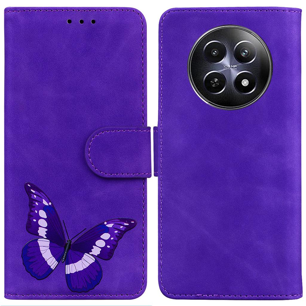 Pro Realme 12 5G/12x 5G Nárazuvzdorné pouzdro Kožený ochranný kryt na telefon s potiskem motýlů