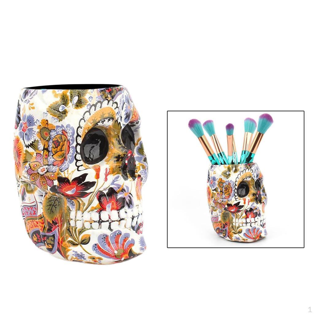 Holder, Novelty Skull Shaped Makeup Organizer, Organizer Storage for Countertop,