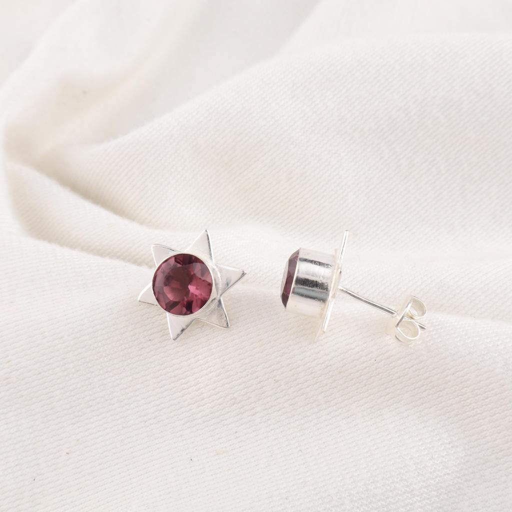 Rhodolite Gemstone Jewelry, Handmade Silver Jewelry, 925 Solid Sterling Silver Earrings, Gorgeous Silver Earrings For Wedding Gift