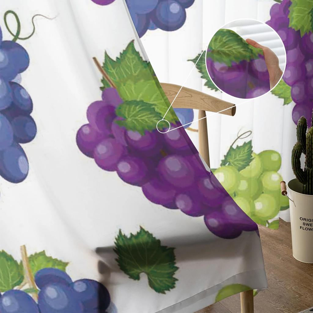 Vineyard Fruit Grape Tulle Curtains Living Room Bedroom Voile Curtain Children Organza Window Drapes Sheer Made Of Polyester Area Treatment