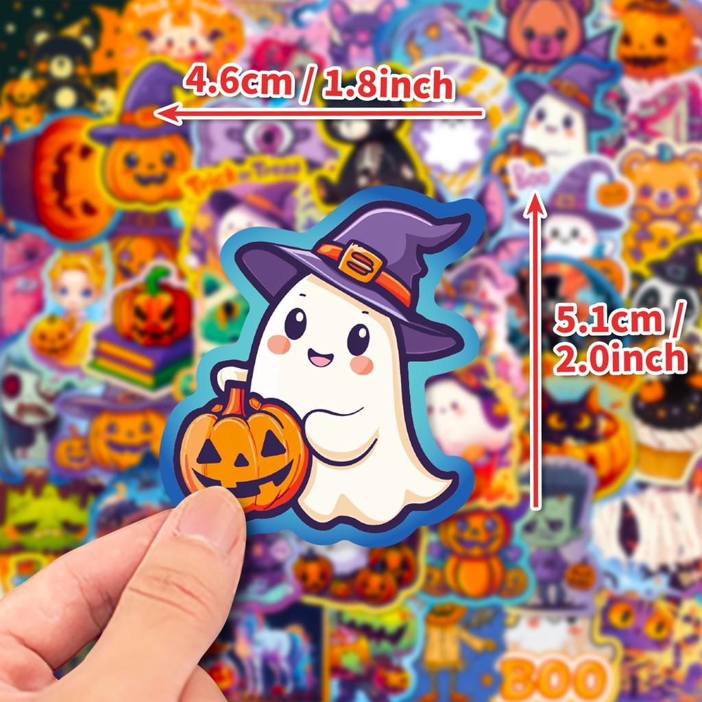 50Pcs Halloween Stickers - Waterproof Repositionable Vinyl Decals for Crafts, Party, Laptop, Luggage, Creative Decor