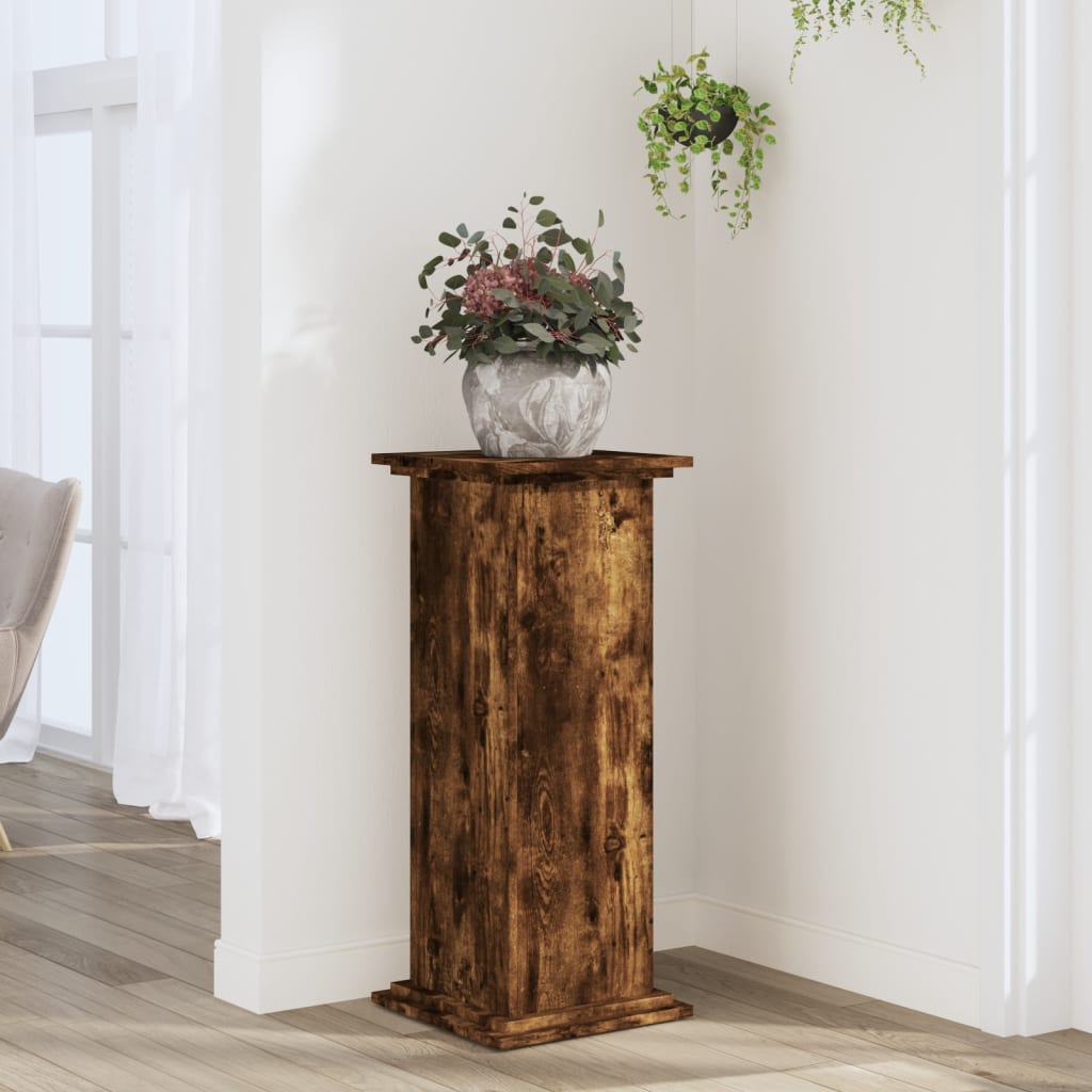 Plant Stand Smoked Oak 33x33x80 cm Wood Based Material