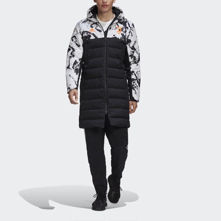 adidas Juve Ssp Dwcoat Juventus Colorblock Soccer/Football mid-length Sports hooded down Jacket Black Men's FT9924