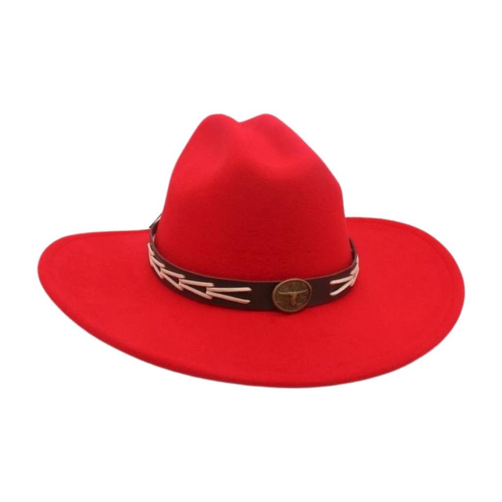 Ladies Shopping Concave Shape Internet Celebrity Top Hat New Fashion Simple Cowboy Hat One Word Top Wide Brim Woolen Jazz Hat