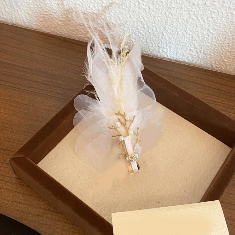 Feather Duckbill Hair Clip Side Hairpin Embroideried Wing Shape Hair Clip for Women Girl Hair Decoration Accessories