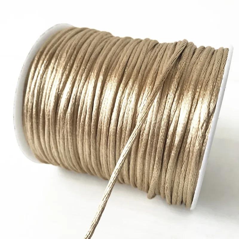 

100 м/рулон прочный плетеный макраме шелковый атласный нейлоновый шнур веревка для самостоятельного изготовления фурнитуры бисер круглая нить проволока плетеный браслет 2 мм