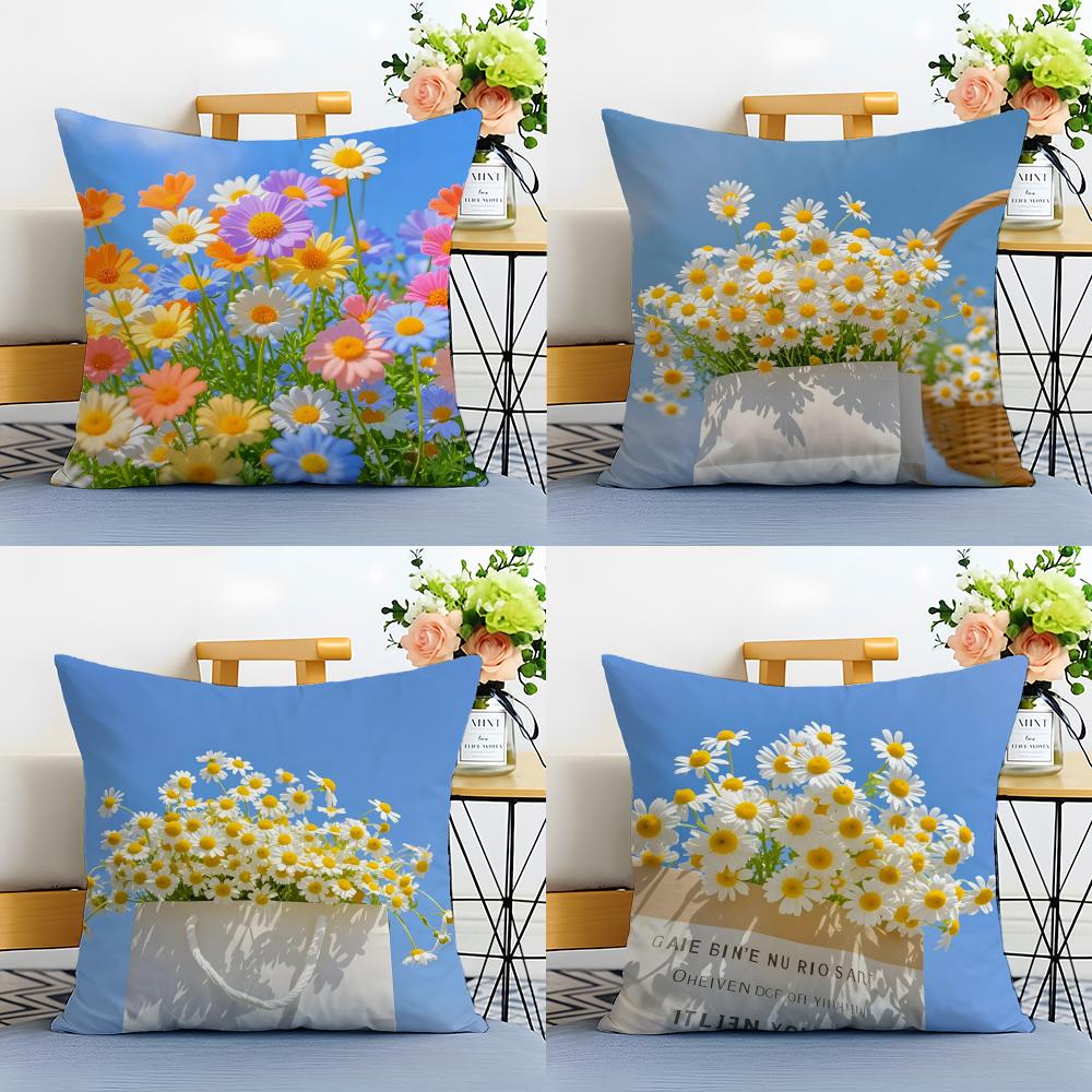 Symbols Of Innocence And Hope Daisy Cushion Cover Linen Pillowcase Soft For Sofa Bed Home Room Decor