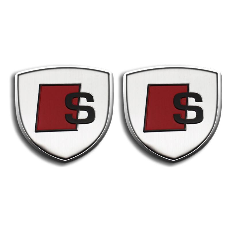 1/2 stk Metall Bil Skjold Logo Side Karosseri Bakluke Klistremerke For Audi A1 A3 A4 A5 A6 B5 B6 B7 B8 C5 C6 C7 A7 A8 Q3 Q5 Q7 TT 8V Dekal