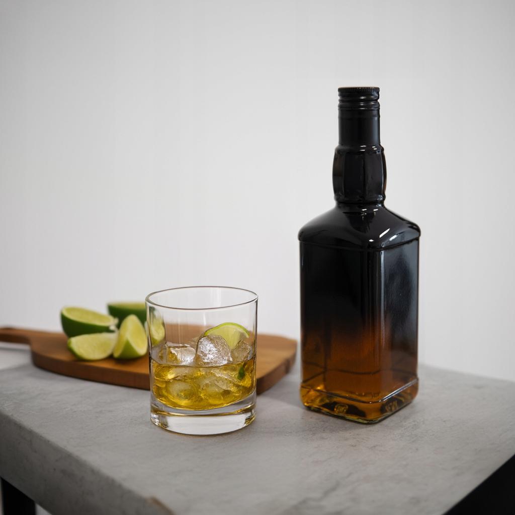 Butelka Szklana Daniels 500Ml Ombre Czarno - Przezroczysta Na Whisky Wódkę