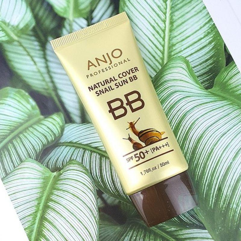 ANJO Natural Cover Snail Sun BB Cream SPF50+ PA+++ 50g – High Coverage Tone-Up BB Cream with UV Protection