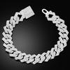 Mens Cuban Bracelet  Necklace Full Diamond-Rhombus Design -Golden and silver colors Luxurious Sparkling Jewelry for Him