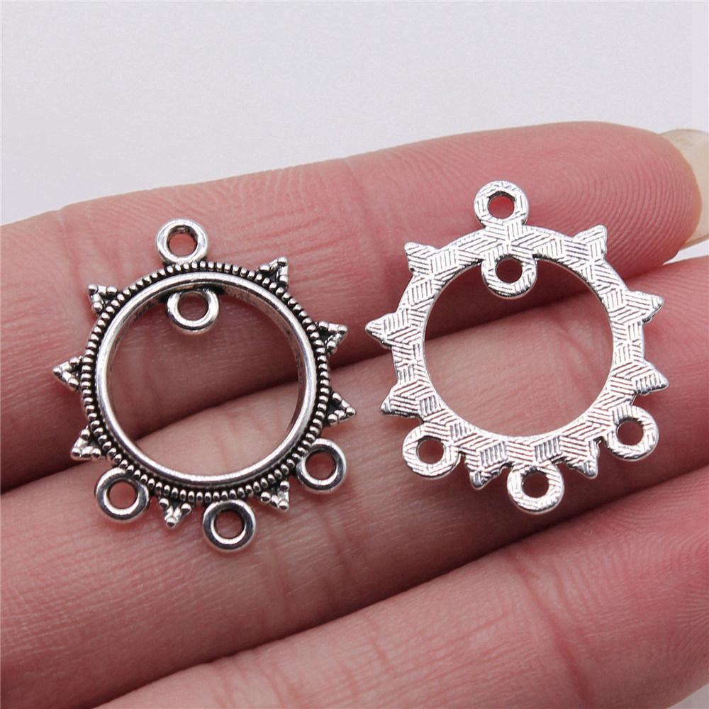 

Аксесуари Деталі Круглий Багатоотвірний З єднувач для сережок Весільна Ювелірна Фурнітура ZA044 A20-10pcs-22x26mm