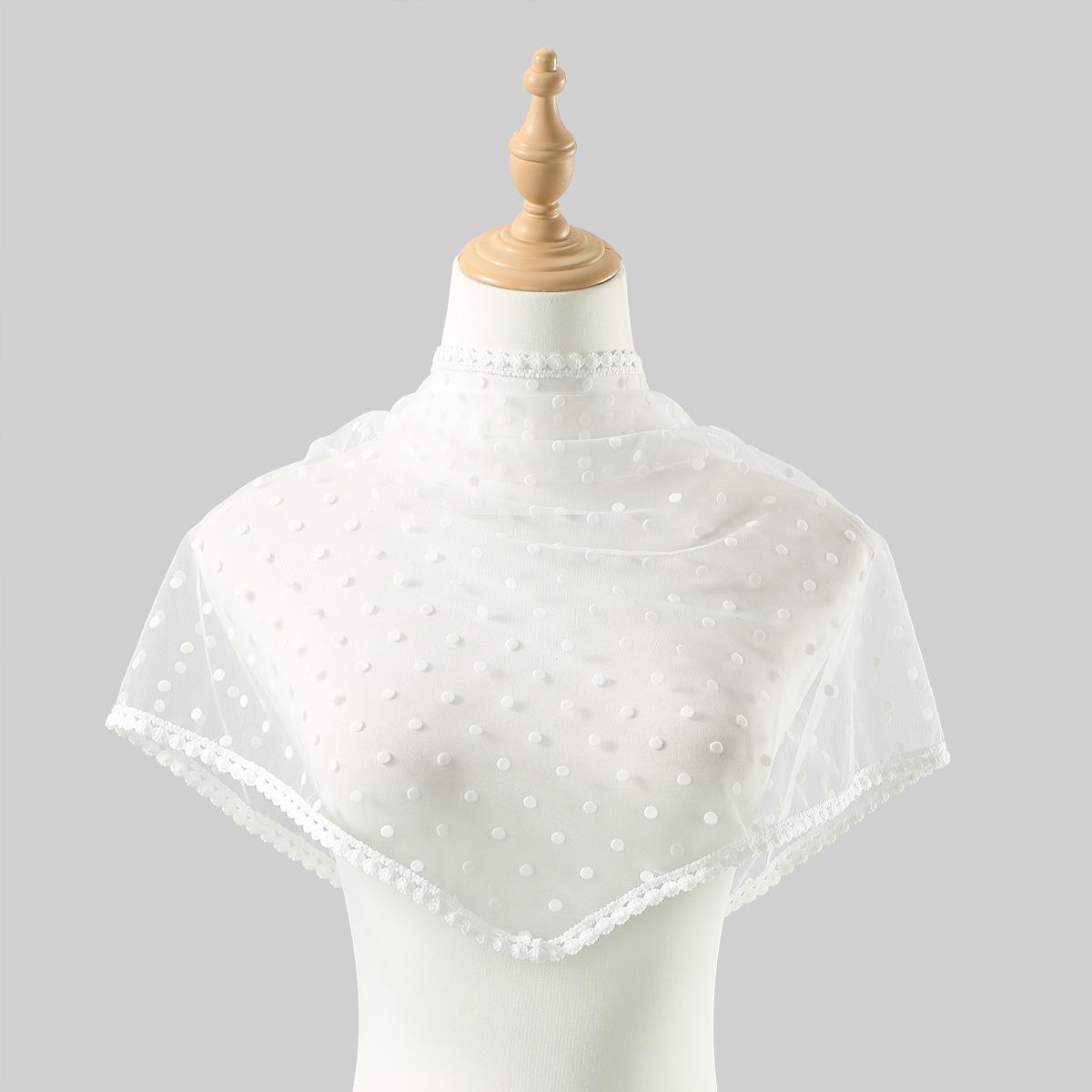 

Мереживні вуалі Іспанський стиль Мусульманський головний покривал Шарф Шаль Для жінок Біла крапка Аксесуар для волосся Весільний Трикутний головний хуст