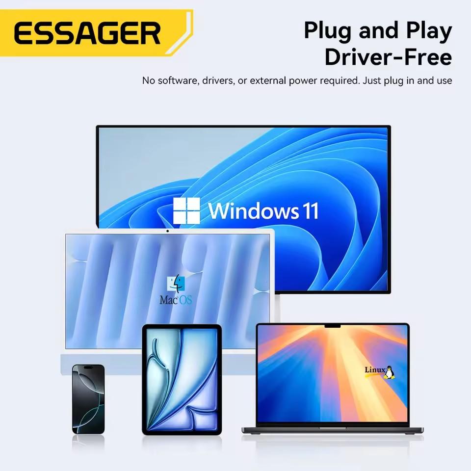 Essager Videoaufnahmekarte USB3.0 HDMI 4K@60Hz-kompatibel zu USB/Type-c Game Grabber Aufnahme für Switch Xbox PS4/5 Live-Übertragung