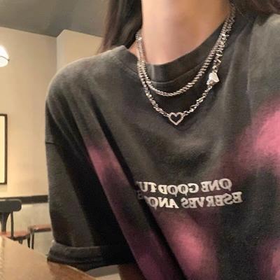Collier Summer Love pour femmes, design haut de gamme, niche, double couche empilé, chaîne T-shirt, chaîne clavicule, accessoires doux et cool, chaîne de cou