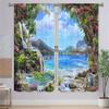 2Pcs Dreamland Curtains Waterfall Lake Mountain Print Living Room Bedroom Decor Curtains Nature Landscape Sunshade Curtains