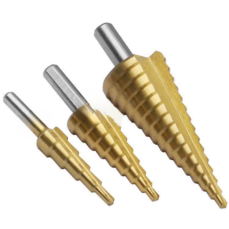 6-Piece Serrated High-Speed Steel Pagoda Drill Bit Set In Plastic Box – Ideal for Hole Opening, Expansion, and Step Drilling.