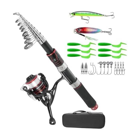 Fishing Set, Throwing Fishing, 2.1M Fishing Rod Set, Fishing, Sea Fishing Set, Compact Rod, Introductory Set, Spinning Reel, Carbon Rod, Portable,
