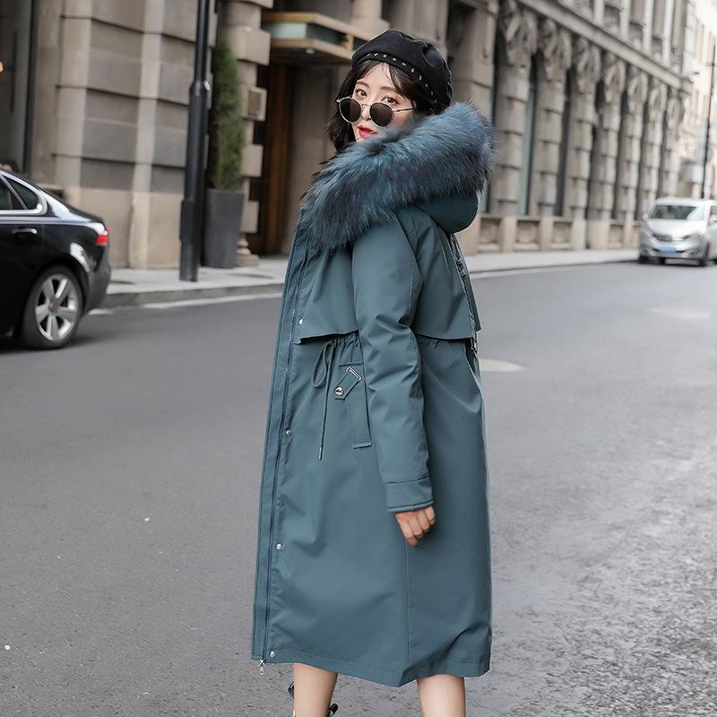 Women's Mid-Length Cotton Coat, 2024 Winter Loose Korean Style Jacket with Thick Velvet Lining and Detachable Parka