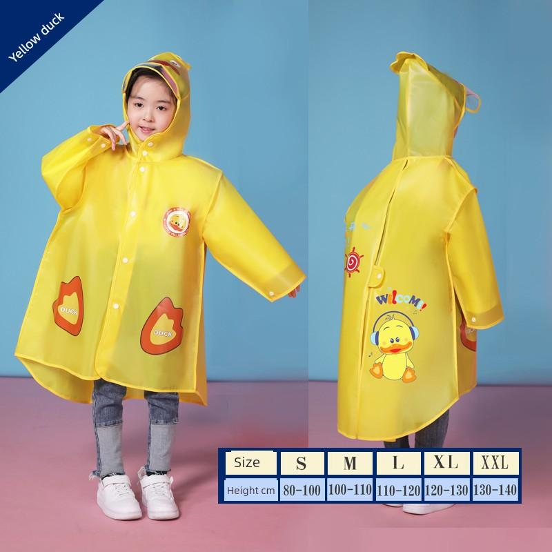 Children's Raincoat for Boys and Girls with Backpack Space, Double Placket, Large Brim, Rainproof, Outdoor Use, Student-Specific Rain Poncho for