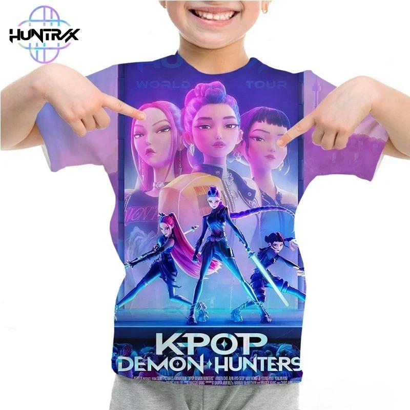 Casual Fashion Kpop Demon Hunters Kids 3D Cartton Short Sleeve Summer Boys Girls T-Shirt  Anime Short Sleeve T-shirt