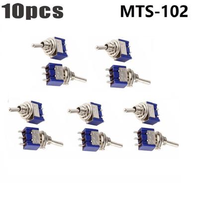 10 sztuk Niebieskie Mini MTS-102 3-Pin SPDT ON-ON 6A 125VAC Minaturowe Przełączniki Kołyskowe