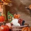 Resin Dwarf Sculpture Funny Miniature Statue Thanksgiving Pumpkin Decoration Gnome Figurine  Props