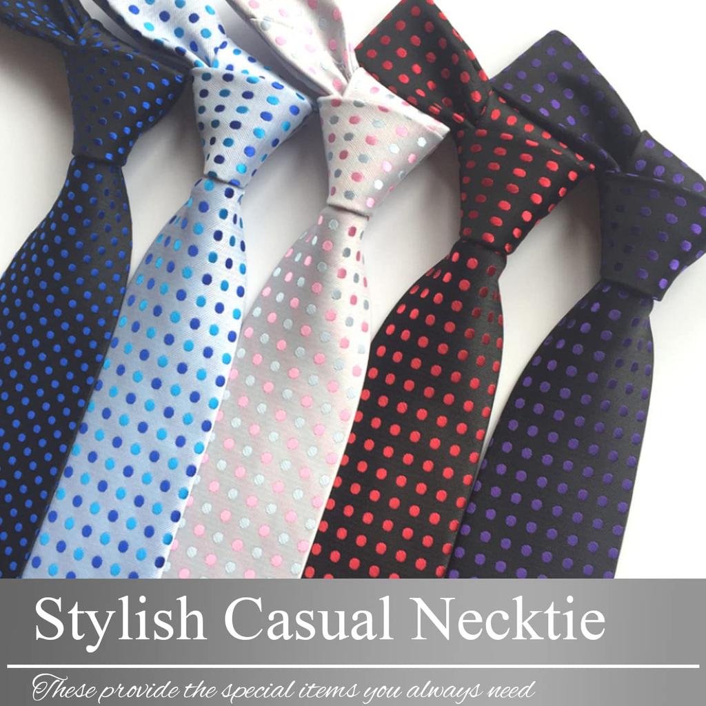 BUZZxSELECTION Men's Polka Dot Tie, Casual & Stylish, Suitable for Suits and Business, NT010 (01 Blue)
