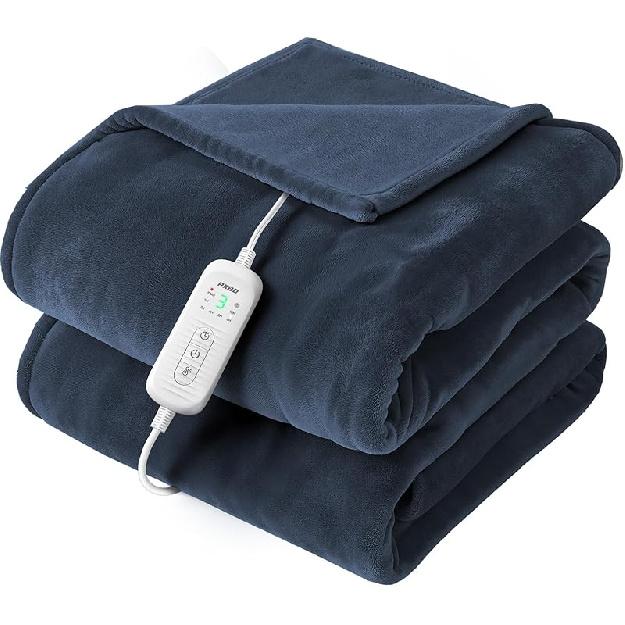 2025 Flannel Heated Blanket, 50"x60" Soft Electric Blanket with 8 Heating Levels & 10H Timing Auto Shutdown, Overheating Protection, Machine