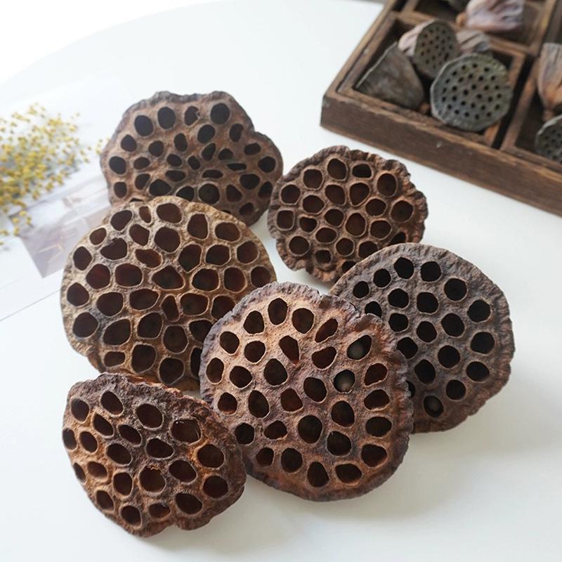 Natural Zen Style Large Lotus Head with Seeds, Dried Fruit, and Mini Lotus for Christmas Home Decoration.