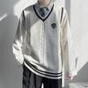 Gilet Maglione Originale Academy da Uomo con Scollo a V - Maglieria Autunno/Inverno in Caldo Stile Uniforme Scuro