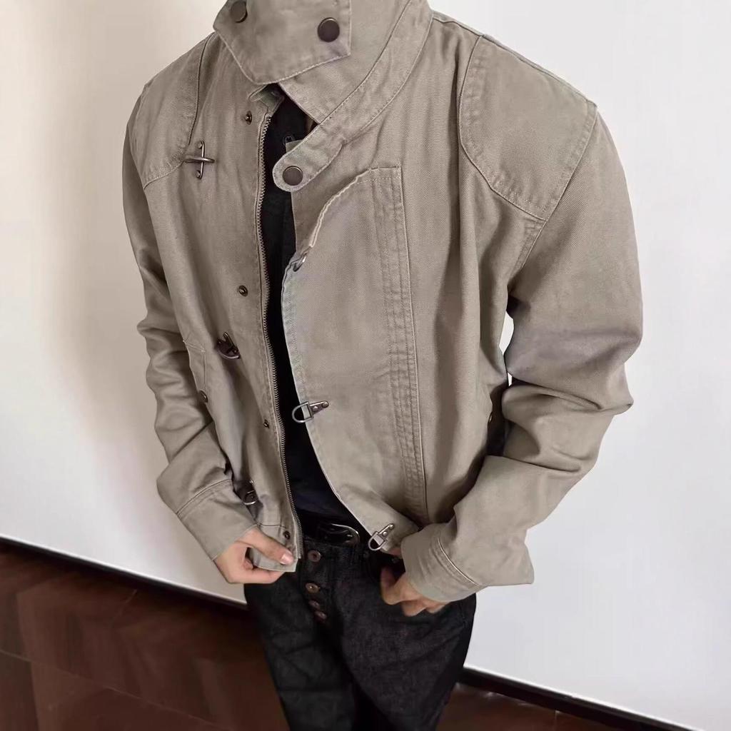 Men's High-End Retro Motorcycle Utility Jacket - Autumn/Winter High Street Vibe Style