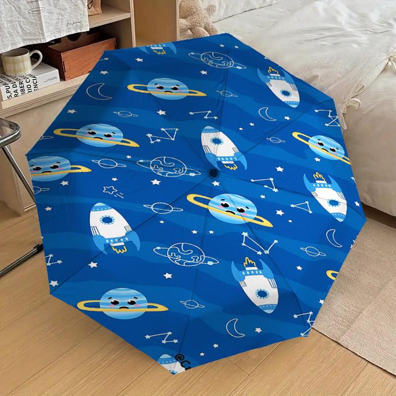 1PC Space Rockets Umbrella-8-Rib Reinforced, Automatic Open, Lightweight & Durable, Fashion Accessory for Outdoor-D377