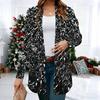 Women's Black White Speckled Texture 3D Print Long Sleeve Open Front Cardigan, Casual Loose Fit Lightweight Street Style Outerwear