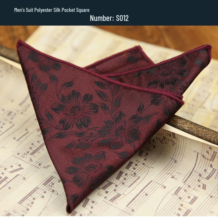 Men's Coffee Floral Pocket Square - Tuxedo Accessory with Small Pattern