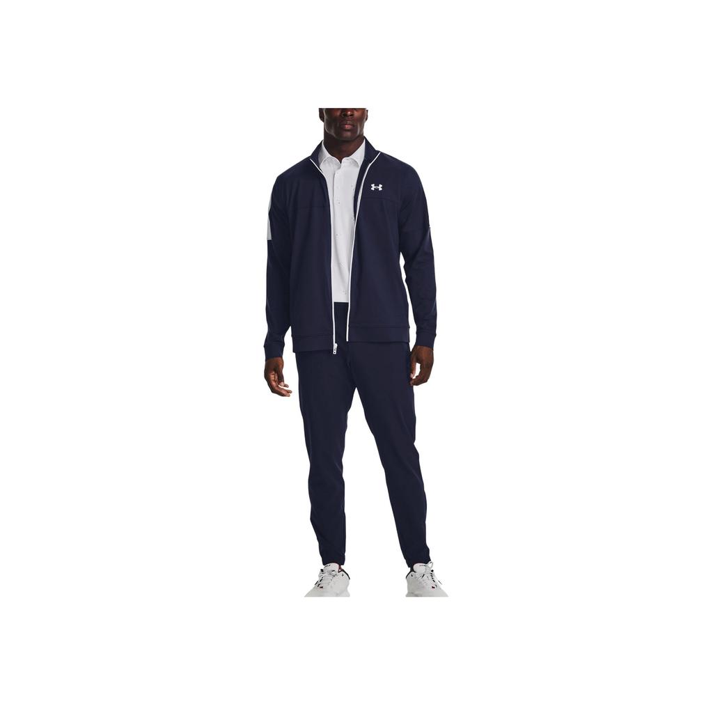 Under Armour Logo Zip Retro Sports Stand Collar Long Sleeve Work Jacket Men Jacket Navy-Blue 1377399-410