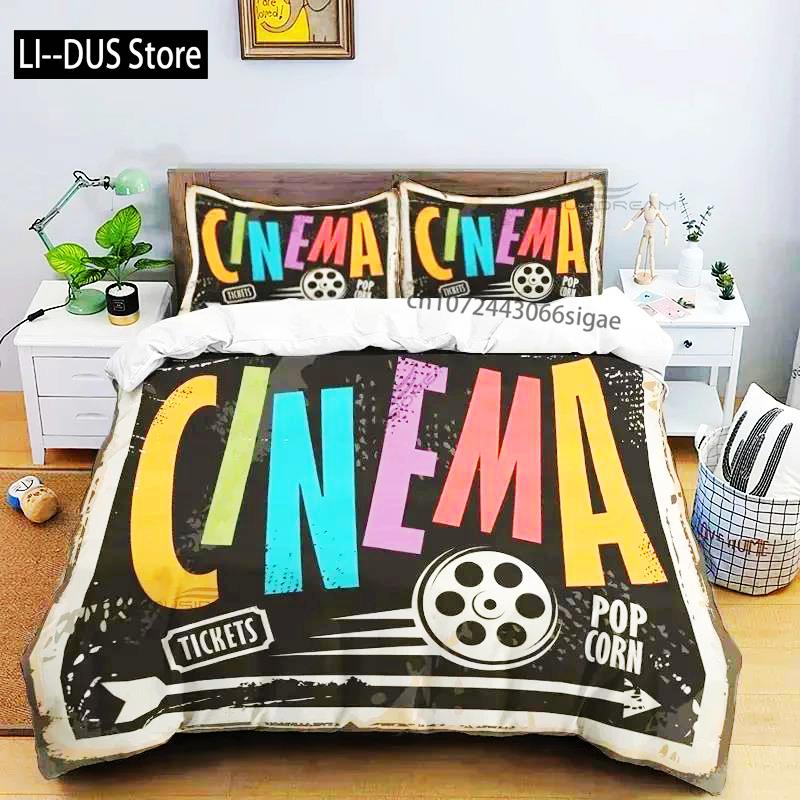 Movie Film Clap Board Patterns Comforter Bedding Set,Duvet Cover Bed Set Quilt Cover Pillowcase,King Queen Size Bedding Set