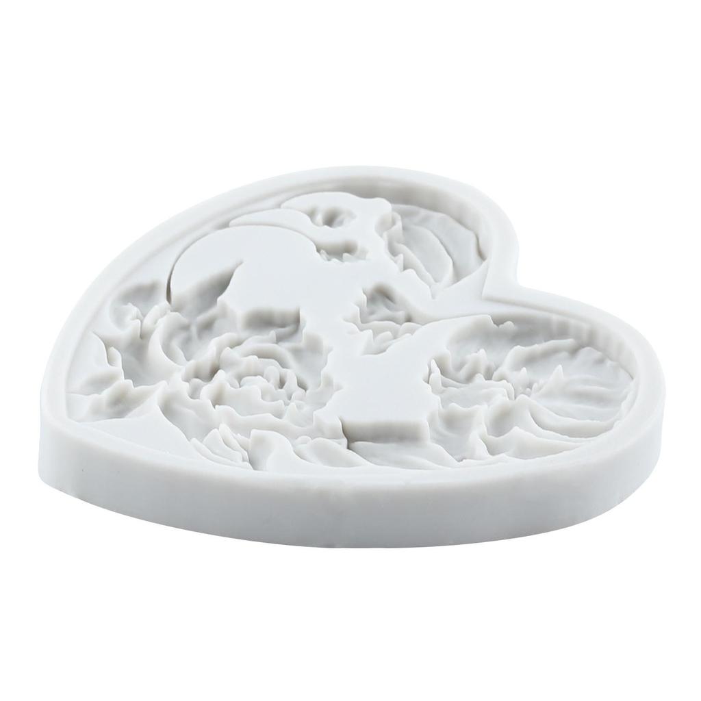 Heart Silicone Molds Love Heart Rose Flower Fondant Mold Relief Flower Mold Cake Decorating Tools Cupcake Topper Candy Chocolate Gumpaste Mold