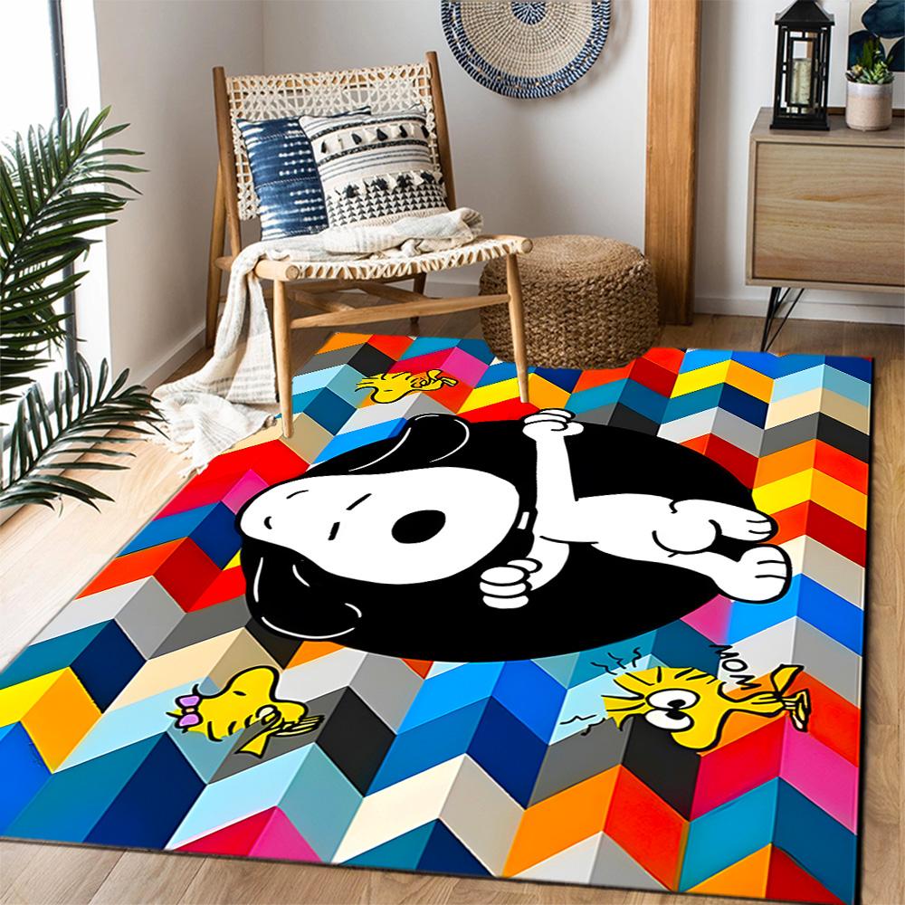 Snoopy And Woodstock Friendship Themed Anti-Slip Rugs - Polyester Home Decor, Suitable for Bedrooms, Living Rooms, Doorways, Studios, and Decorations