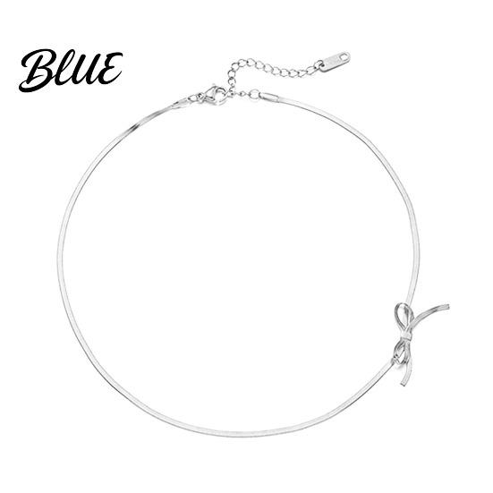 Hypoallergenic Alloy Jewelry Bow Choker Necklace Earrings Women Dangle Long