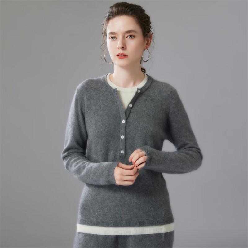 Fanzhen Women's Faux Two-Piece Cashmere Blend Sweater