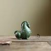 Yixing Zisha Green Horse Tea Pet Ornament for Wealth and Success